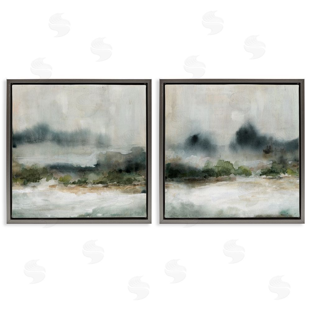 Carol Robinson Somber Abstract Landscape Mountain Gray Floating Frame Canvas Wall Art Print