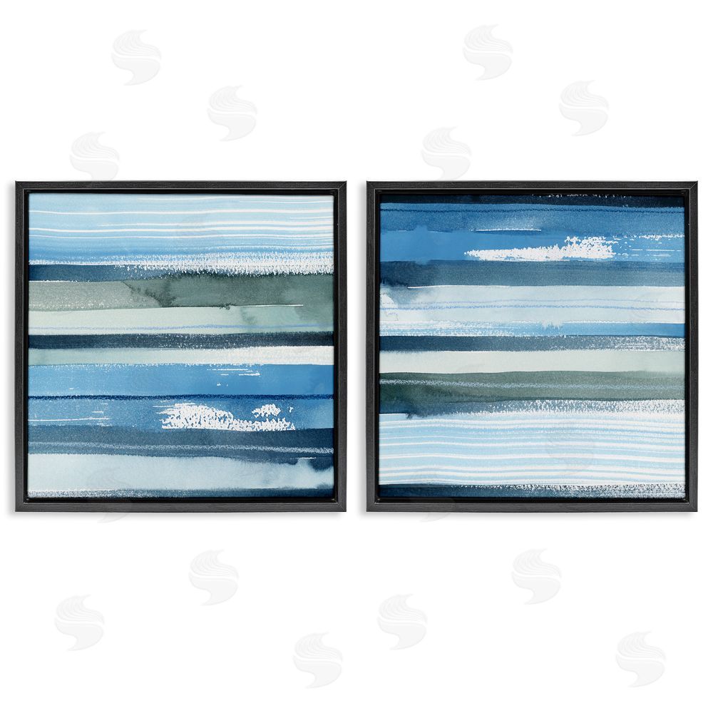 Grace Popp Saturated Blue Landscape Abstract Black Floating Frame Canvas Wall Art Print