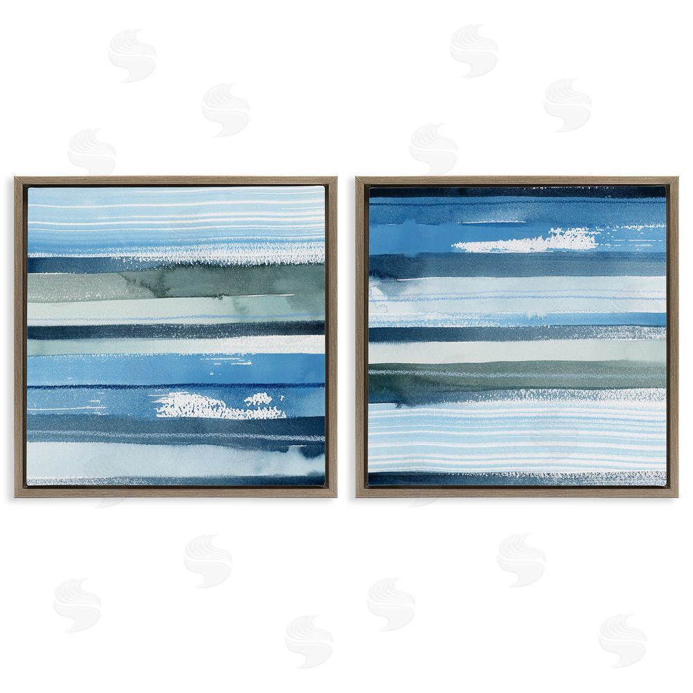Grace Popp Saturated Blue Landscape Abstract Brown Floating Frame Canvas Wall Art Print