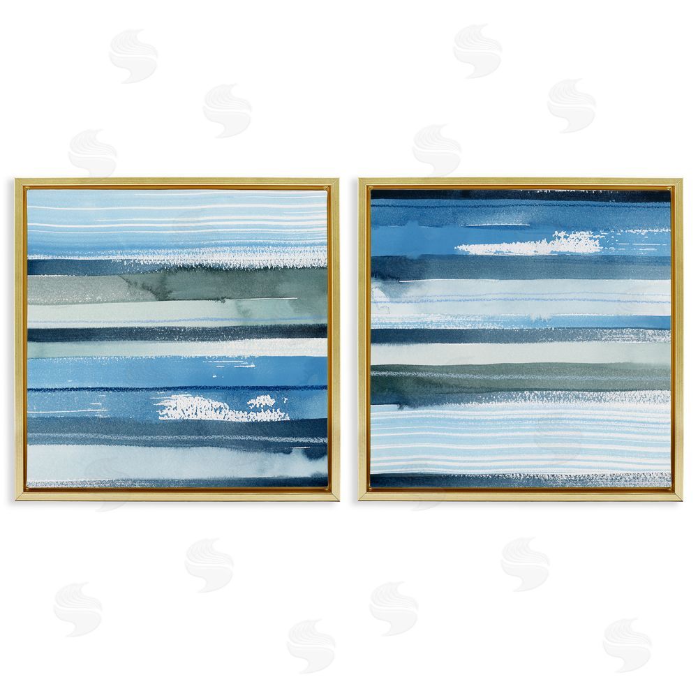 Grace Popp Saturated Blue Landscape Abstract Gold Floating Frame Canvas Wall Art Print