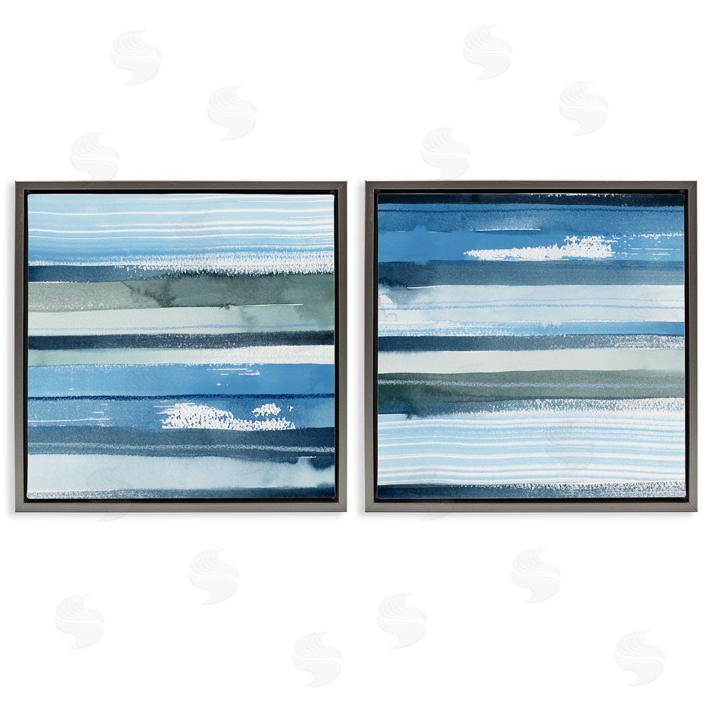 Grace Popp Saturated Blue Landscape Abstract Gray Floating Frame Canvas Wall Art Print