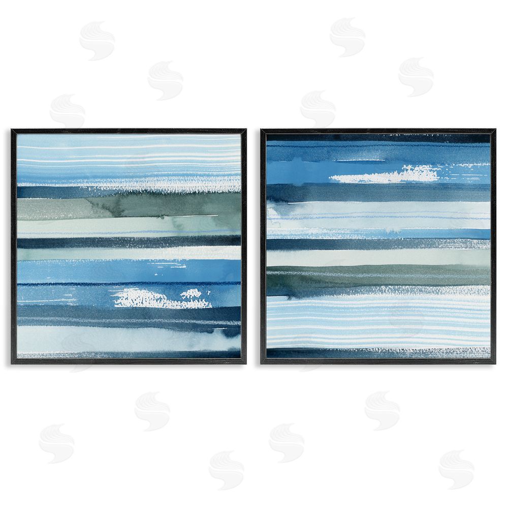 Grace Popp Saturated Blue Landscape Abstract Black Framed Giclee Wall Art Print