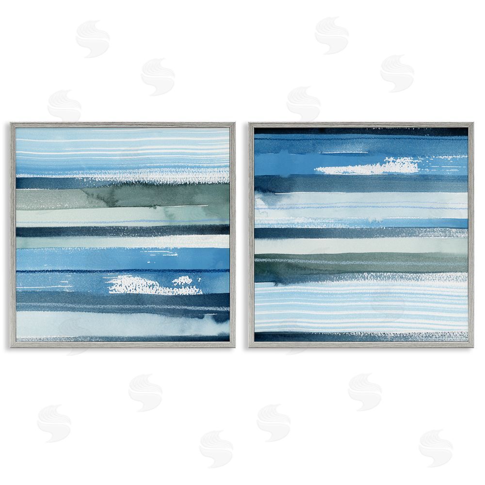Grace Popp Saturated Blue Landscape Abstract Gray Framed Giclee Wall Art Print