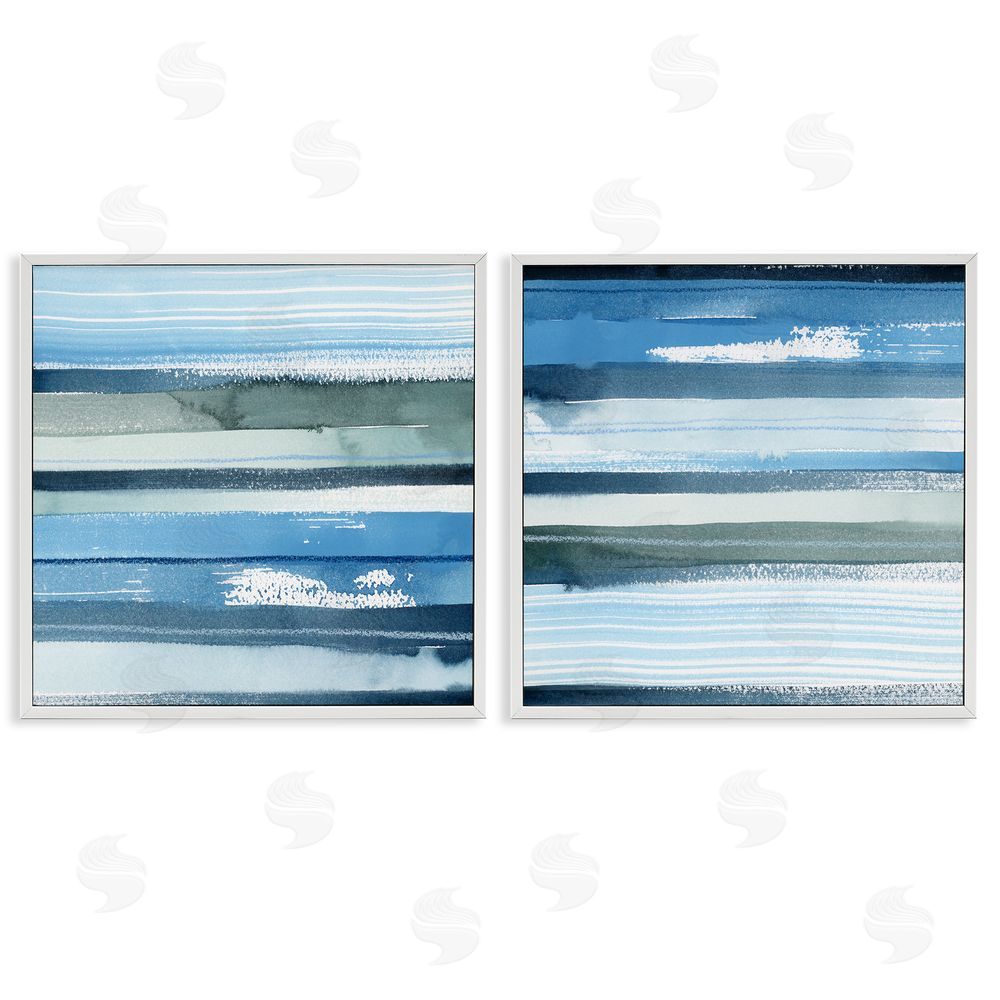 Grace Popp Saturated Blue Landscape Abstract White Framed Giclee Wall Art Print
