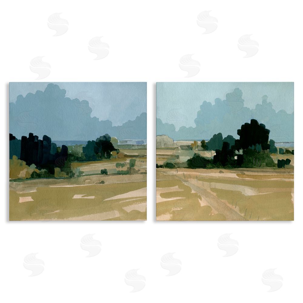 Emma Caroline Peaceful Rural Scene Distant Farmland Canvas Wall Art Print