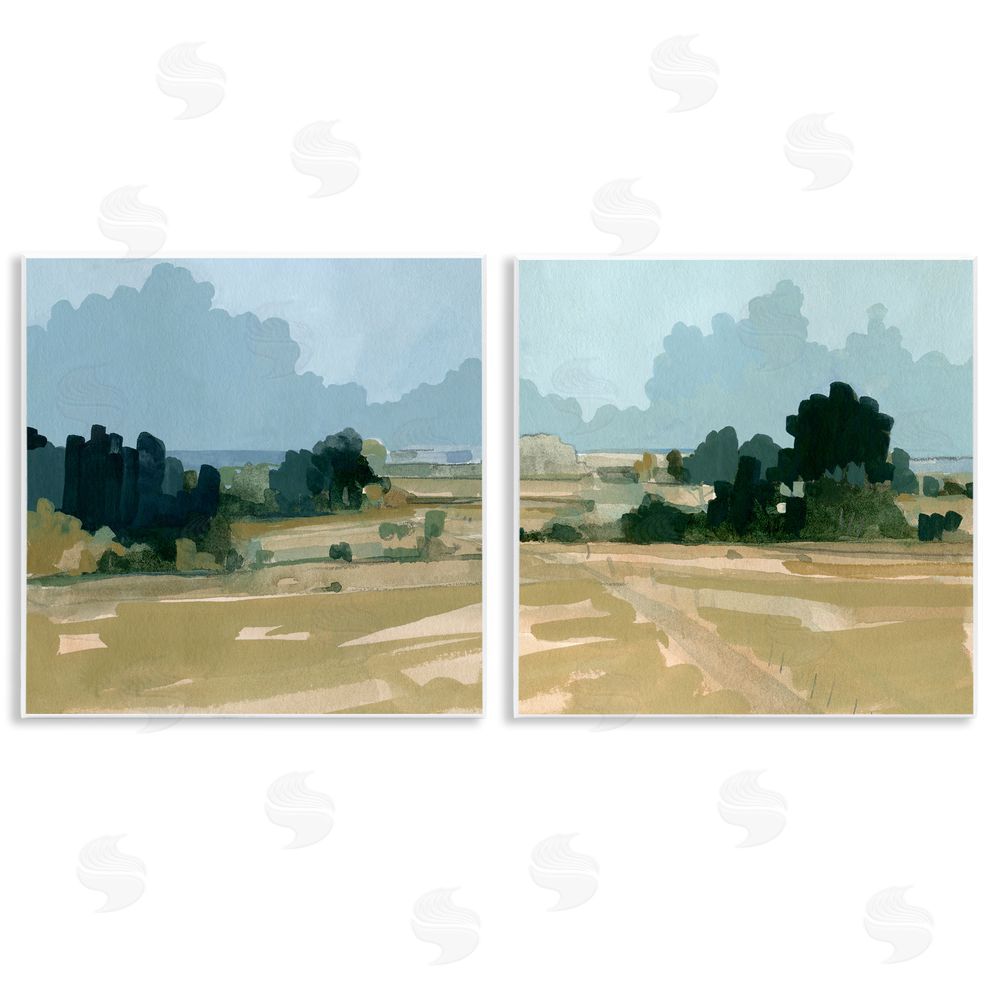 Emma Caroline Peaceful Rural Scene Distant Farmland Wooden Wall Plaque Art Print