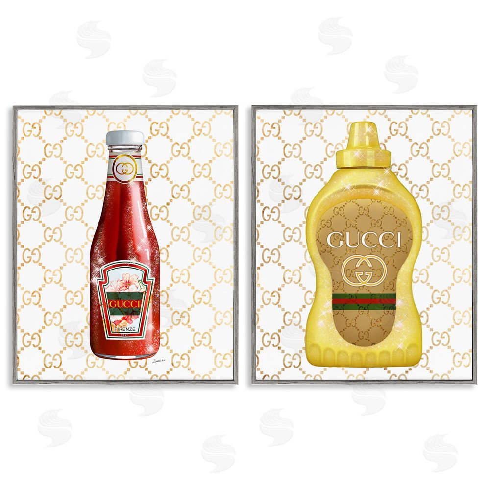 Ziwei Li Glam Fashion Kitchen Condiments Gray Framed Giclee Wall Art Print