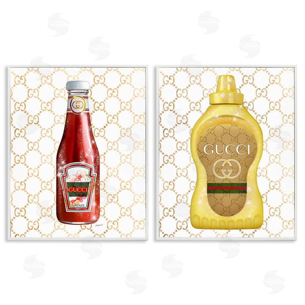 Ziwei Li Glam Fashion Kitchen Condiments White Framed Giclee Wall Art Print