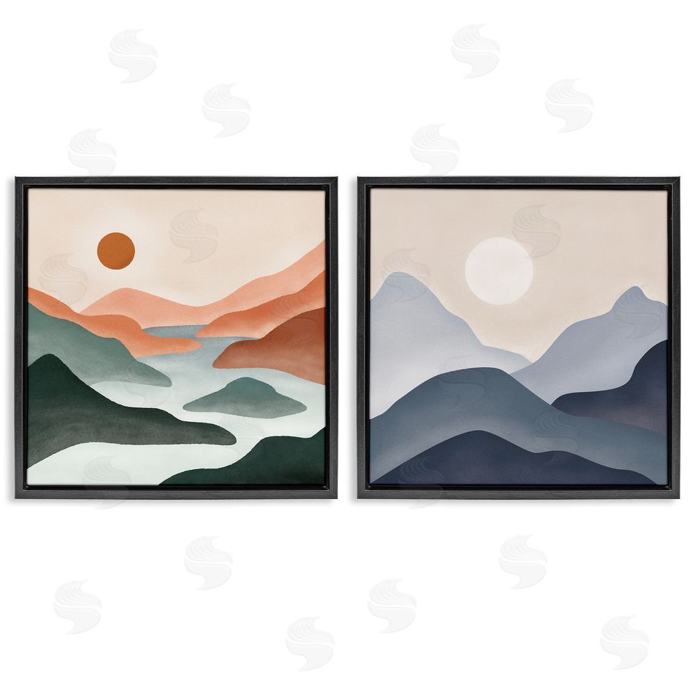 JJ Design House LLC Mountainous Landscape Flowing Stream Black Floating Frame Canvas Wall Art Print