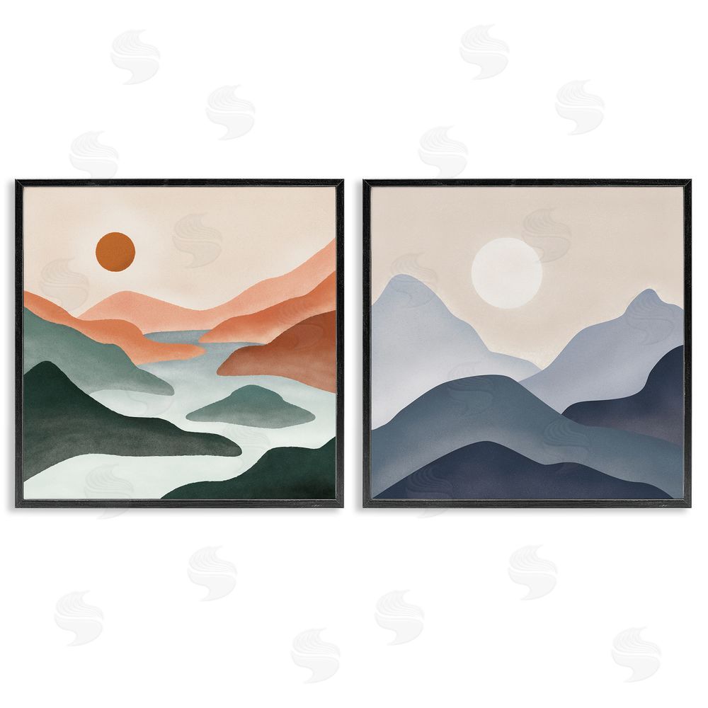 JJ Design House LLC Mountainous Landscape Flowing Stream Black Framed Giclee Wall Art Print
