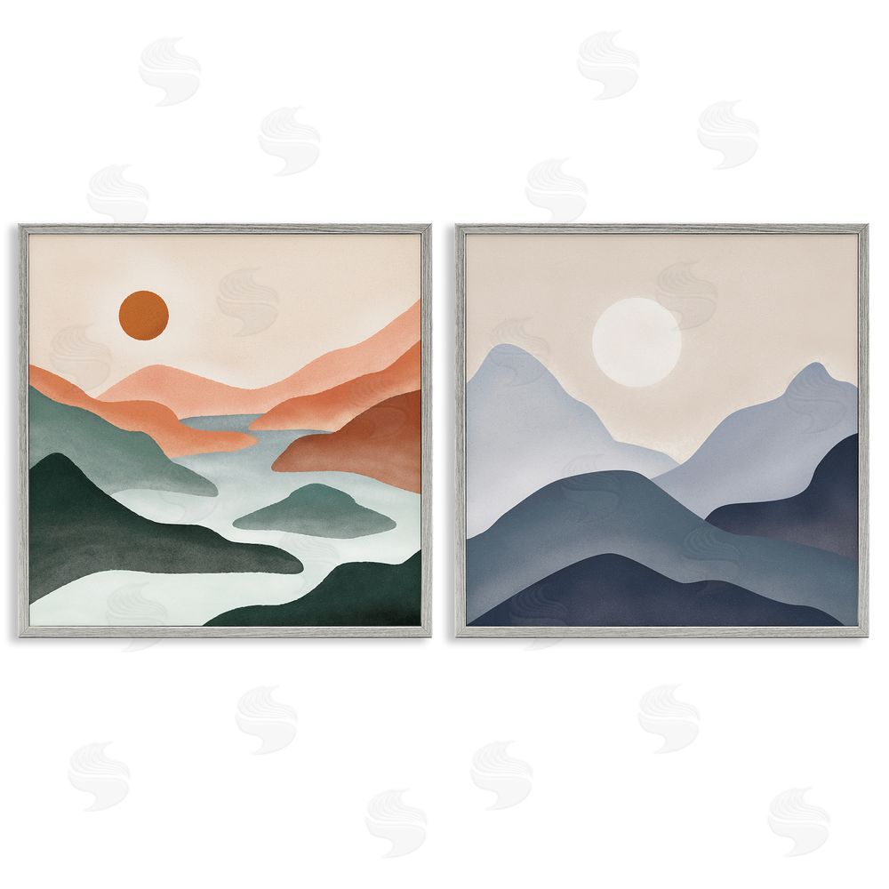 JJ Design House LLC Mountainous Landscape Flowing Stream Gray Framed Giclee Wall Art Print