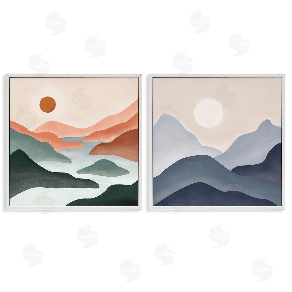 JJ Design House LLC Mountainous Landscape Flowing Stream White Framed Giclee Wall Art Print