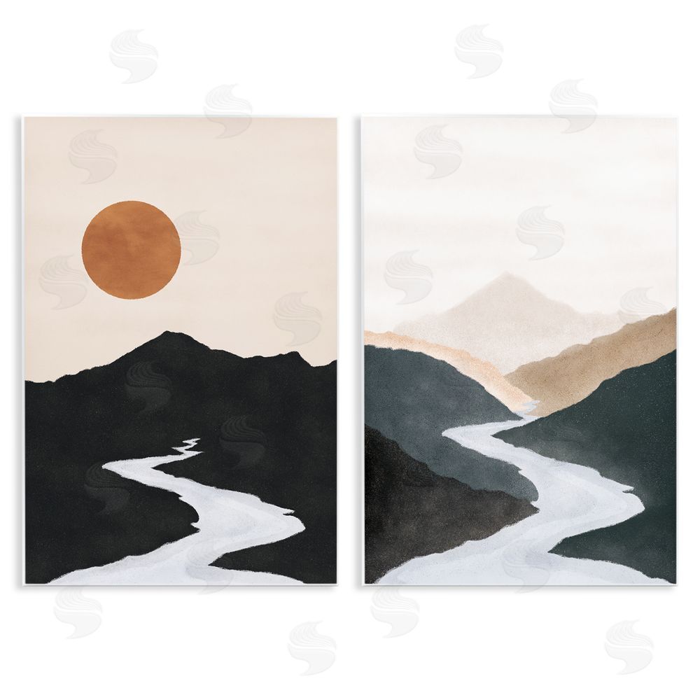 JJ Design House LLC River Flowing Into Distance Mountain Wooden Wall Plaque Art Print