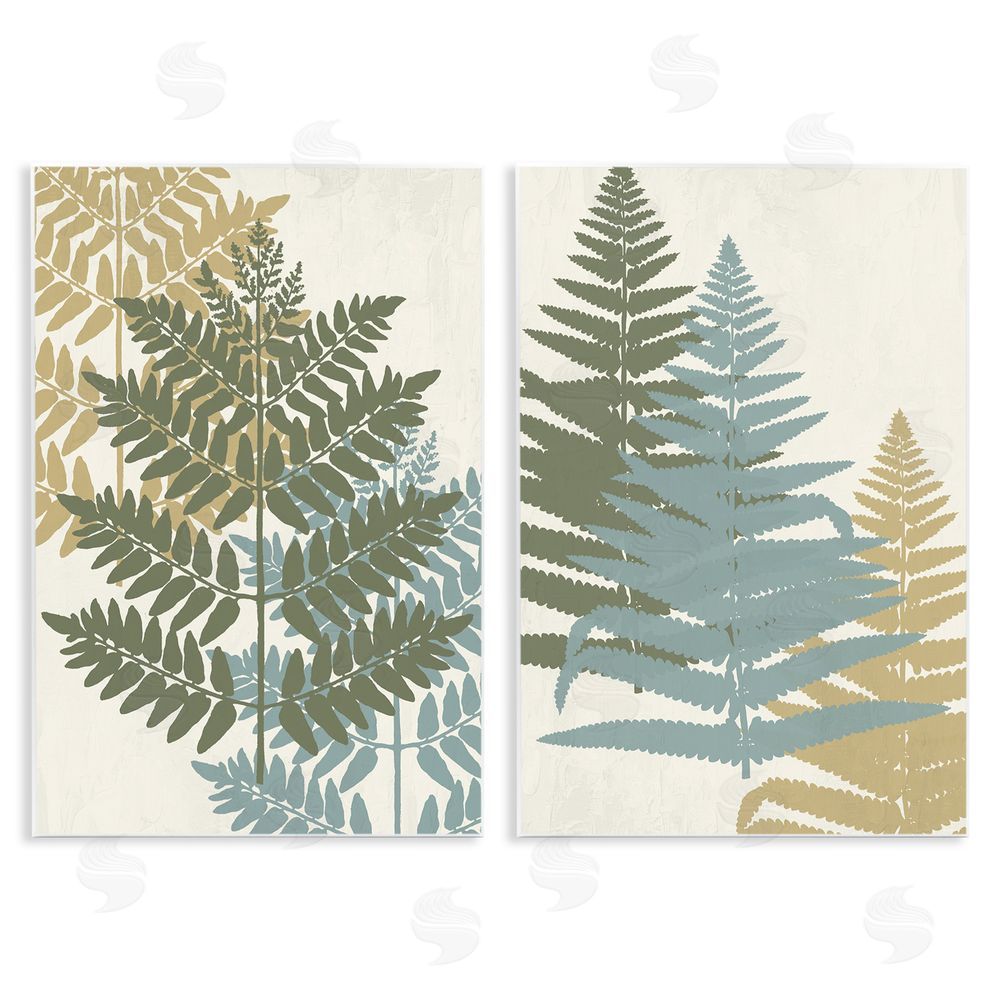 Kim Allen Muted Fern Plants Botanical Leaves Wooden Wall Plaque Art Print