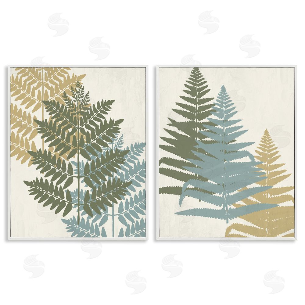 Kim Allen Muted Fern Plants Botanical Leaves White Framed Giclee Wall Art Print