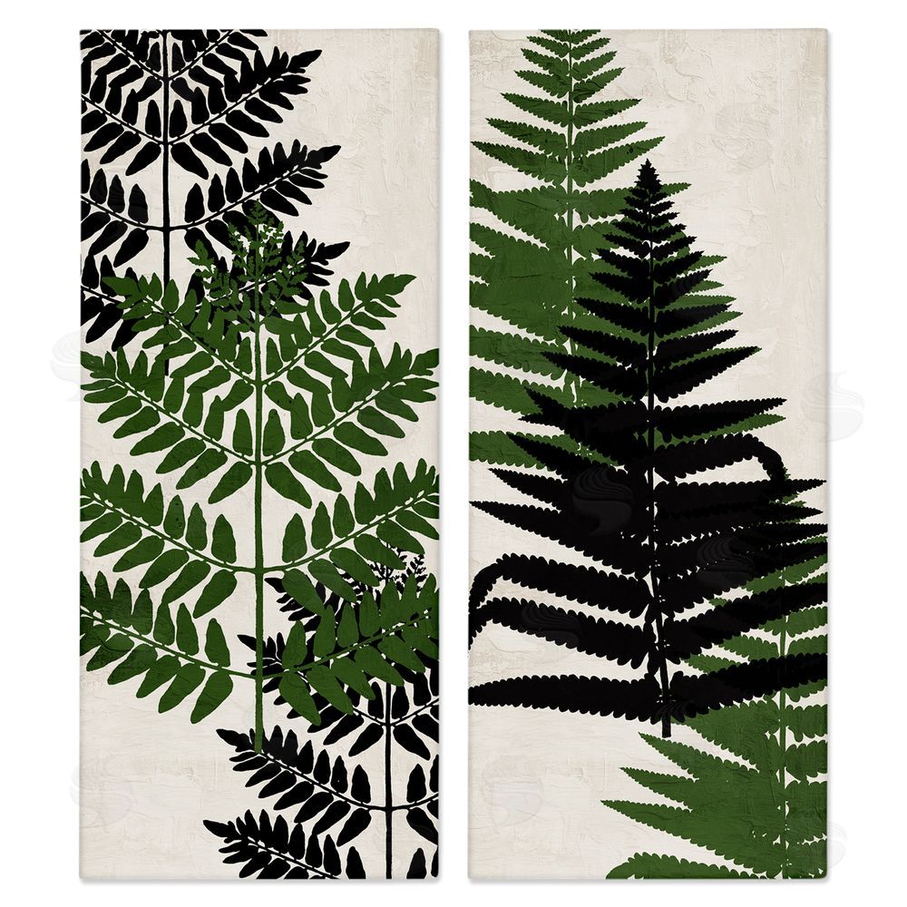 Kim Allen Bold Layered Fern Leaves Modern Sprigs  Canvas Wall Art Print