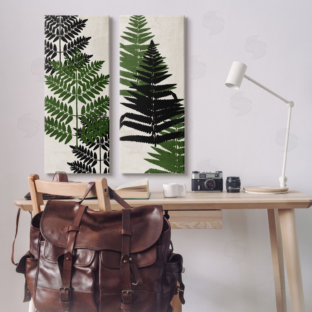 Kim Allen Bold Layered Fern Leaves Modern Sprigs  Canvas Wall Art Print in Room