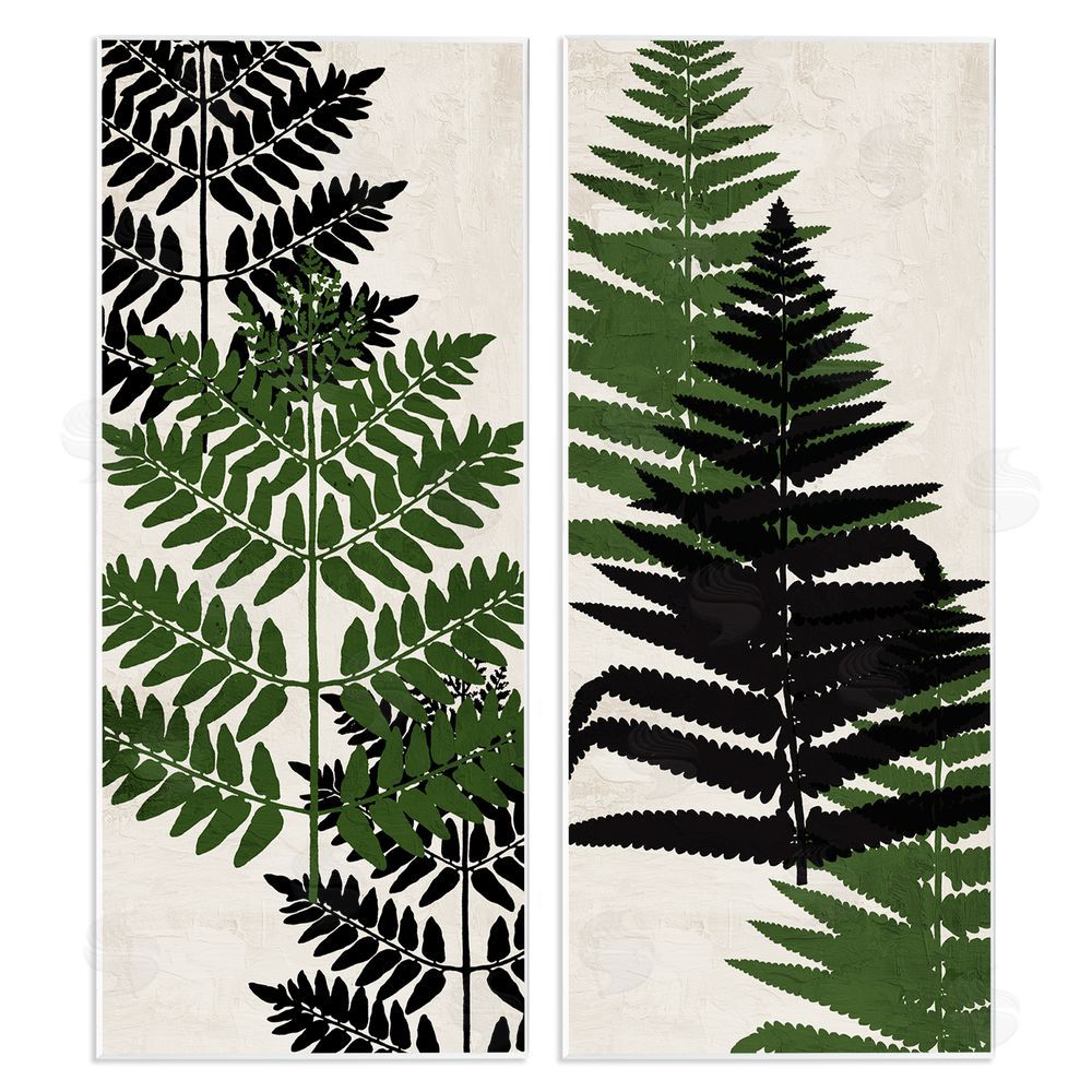 Kim Allen Bold Layered Fern Leaves Modern Sprigs  Wooden Wall Plaque Art Print