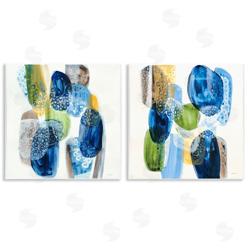 Liz Jardine Round Abstract Pebbled Shapes Wooden Wall Plaque Art Print
