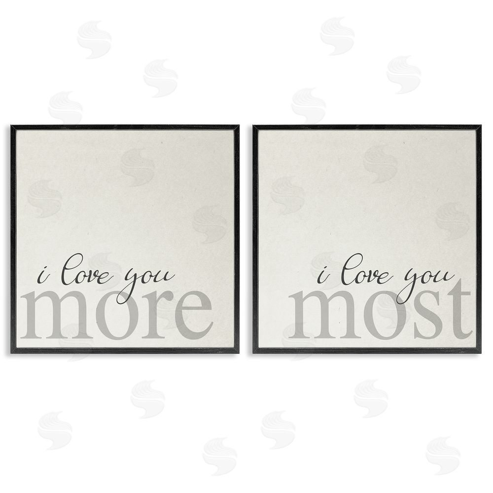 Stupell Studio I Love You More Most Romantic Sentiment  Black Framed Giclee Wall Art Print