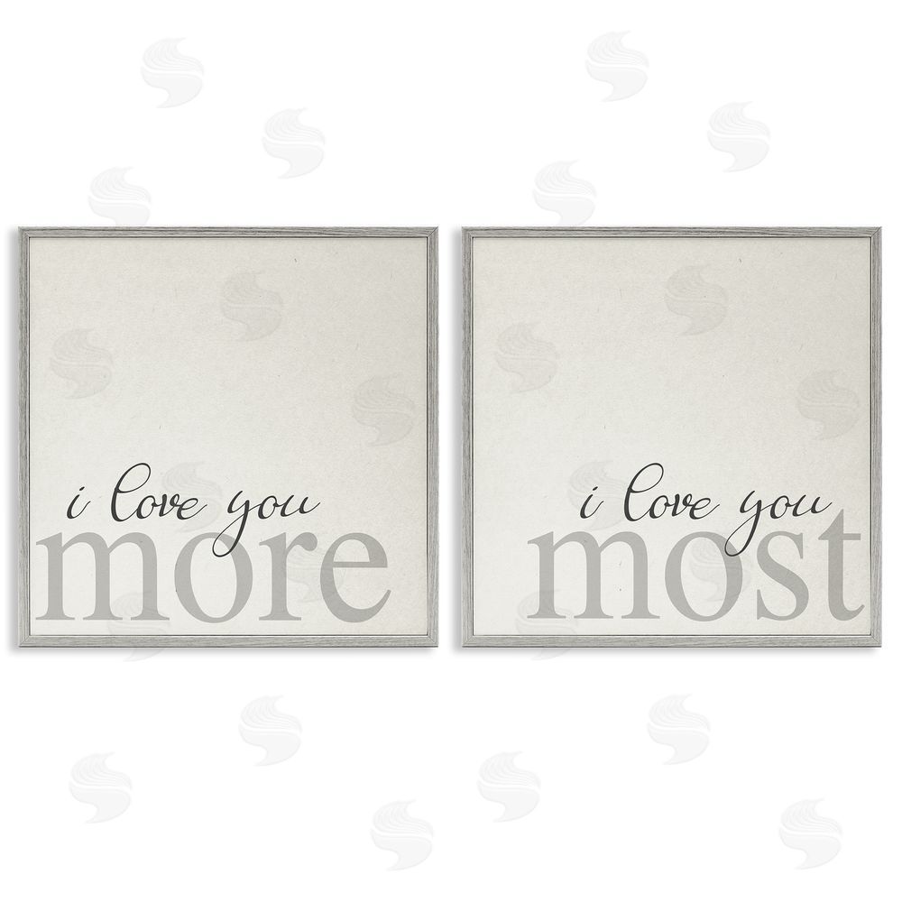Stupell Studio I Love You More Most Romantic Sentiment  Gray Framed Giclee Wall Art Print