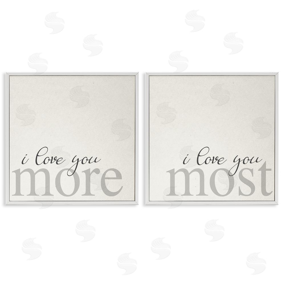 Stupell Studio I Love You More Most Romantic Sentiment  White Framed Giclee Wall Art Print