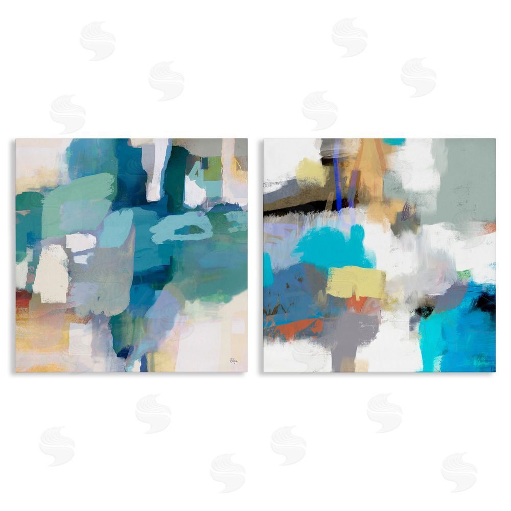 Lisa Ridgers Modern Blocked Brush Strokes Collage Canvas Wall Art Print