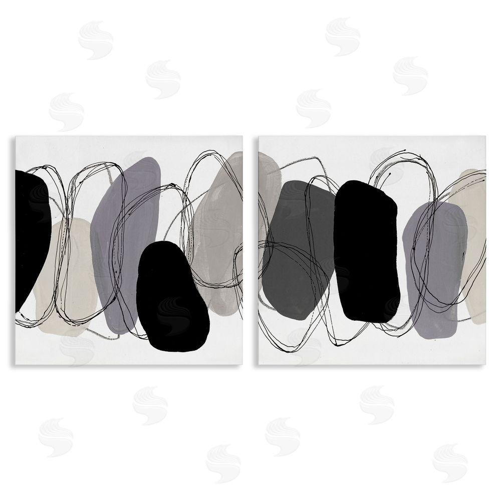 Ruth Fromstein Contemporary Oblique Circular Shapes Canvas Wall Art Print