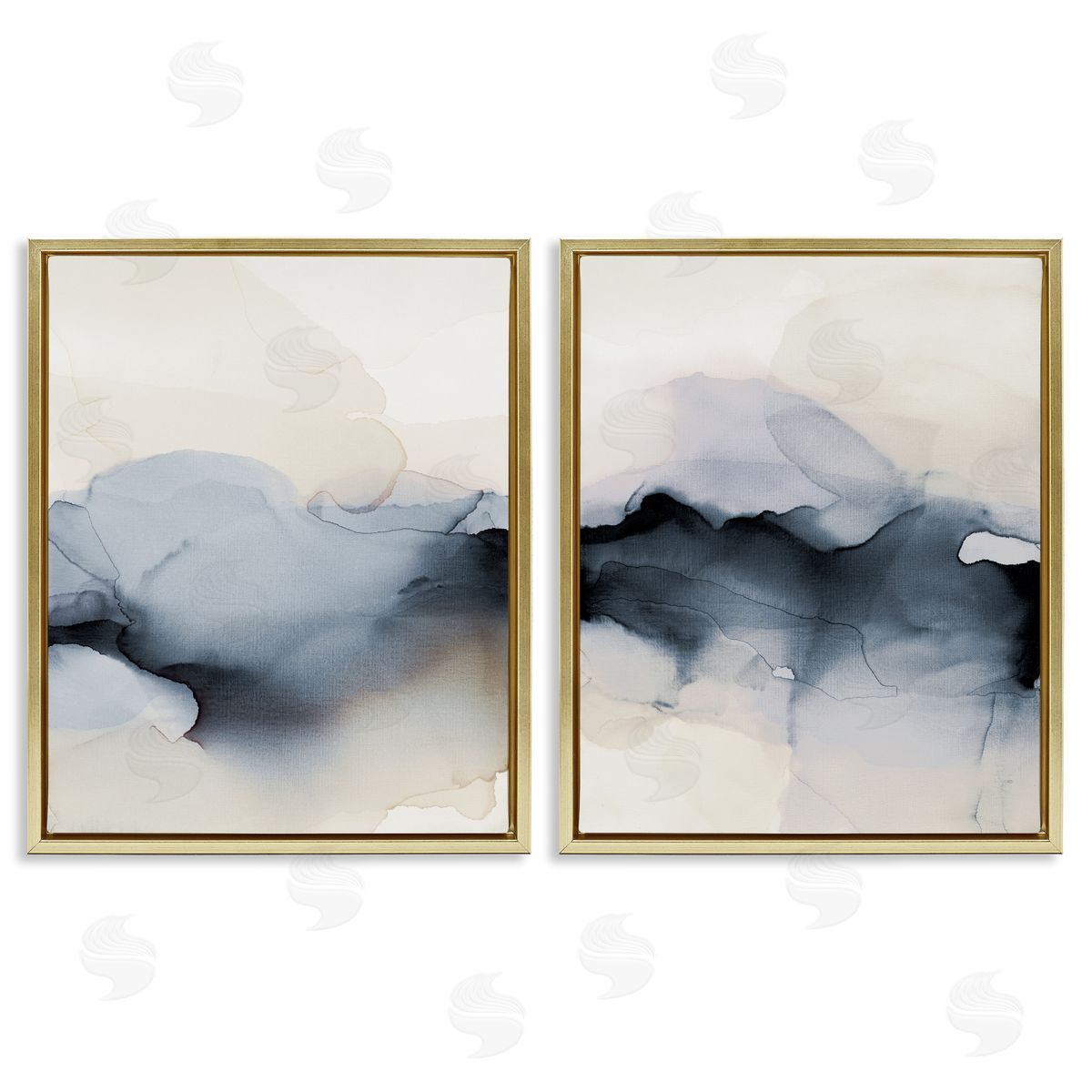 Mysterious Abstract Obscure Watercolor Gold Floating Frame Canvas Wall Art, Home Decor by Kippi Leonard