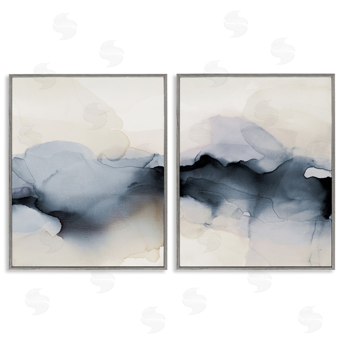 Mysterious Abstract Obscure Watercolor Grey Frame Print Wall Art, Home Decor by Kippi Leonard