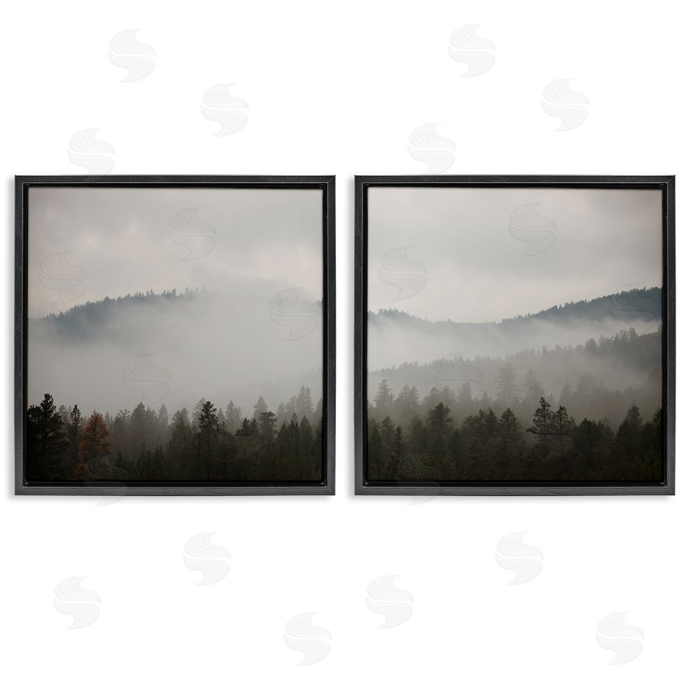 Carol Robinson Quiet Foggy Mountain Forest Nature Black Floating Frame Canvas Wall Art Print
