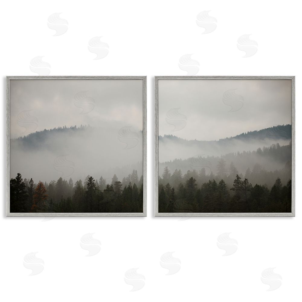 Carol Robinson Quiet Foggy Mountain Forest Nature Gray Framed Giclee Wall Art Print