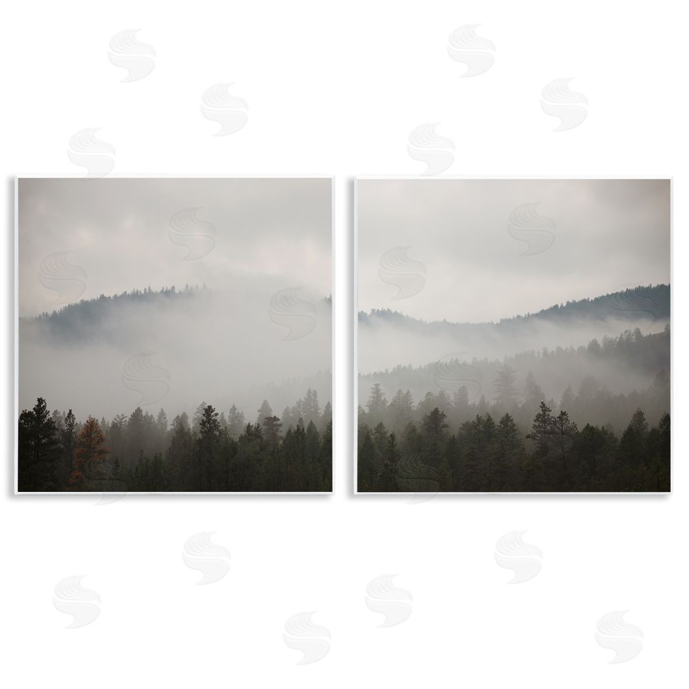 Carol Robinson Quiet Foggy Mountain Forest Nature Wooden Wall Plaque Art Print