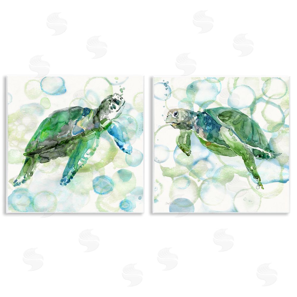 Carol Robinson Swimming Sea Turtle Floating Beach Bubbles  Wooden Wall Plaque Art Print