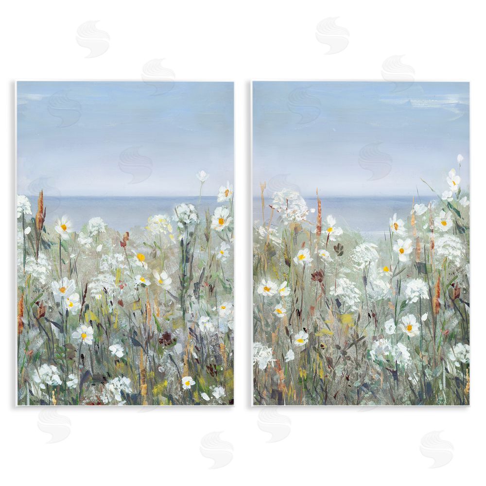 Sally Swatland Beachside Wild Flowers Blooming Scene Wooden Wall Plaque Art Print