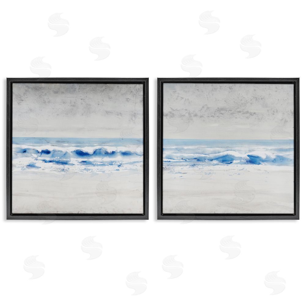 Tim O'Toole Abstract Rolling Beach Waves Shoreline Black Floating Frame Canvas Wall Art Print