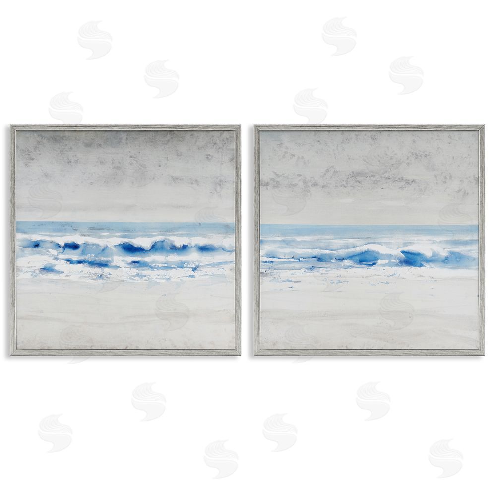 Tim O'Toole Abstract Rolling Beach Waves Shoreline Gray Framed Giclee Wall Art Print