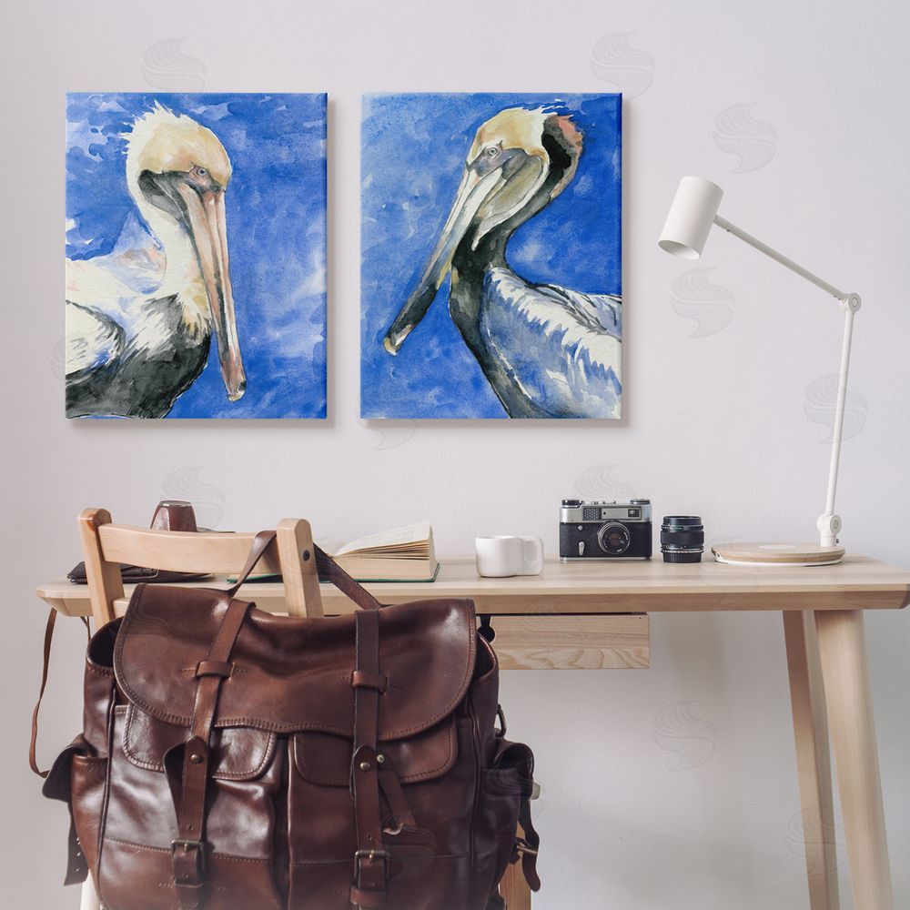 Jennifer Paxton Parker Nautical Pelican Birds Portrait Nature Canvas Wall Art Print in Room