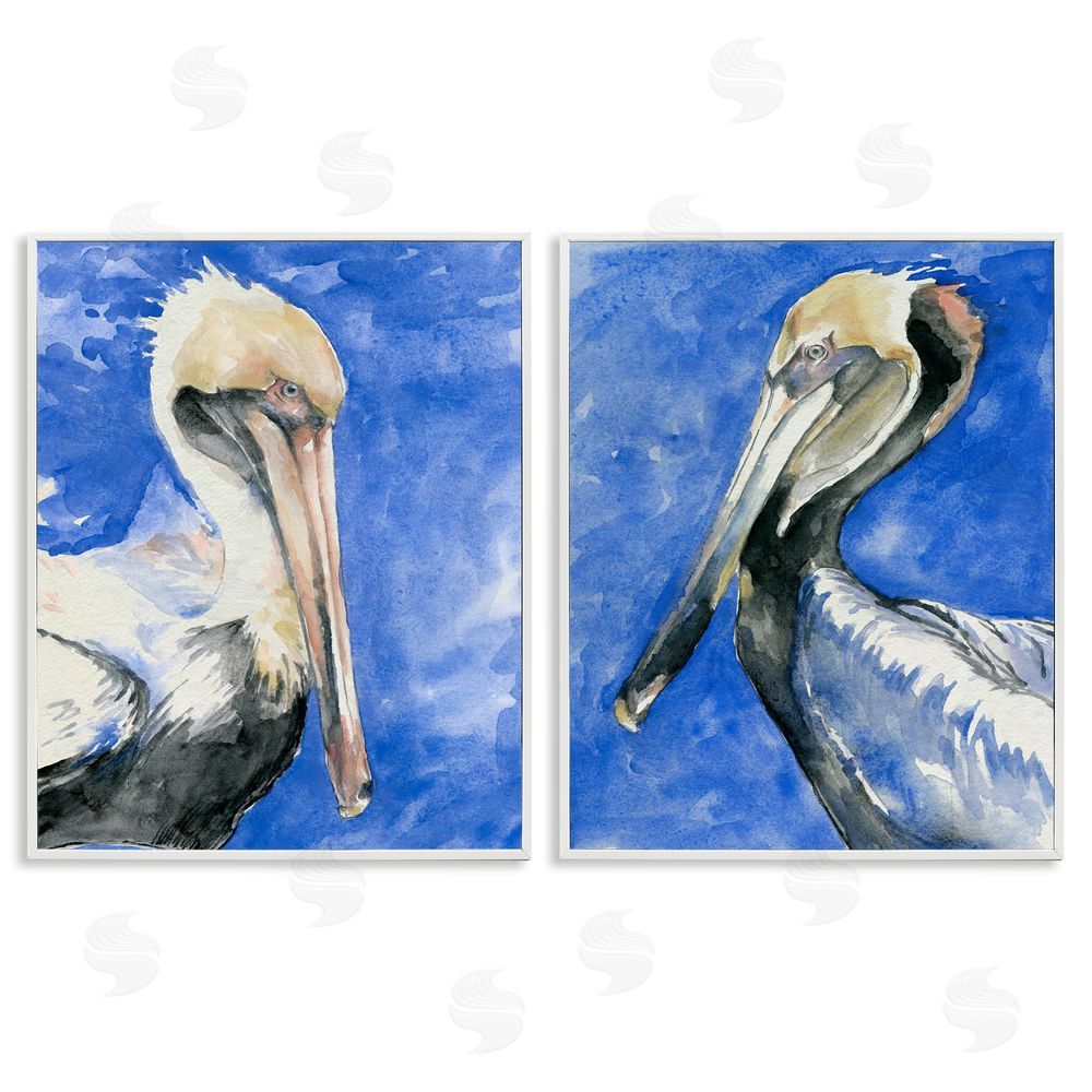 Jennifer Paxton Parker Nautical Pelican Birds Portrait Nature White Framed Giclee Wall Art Print