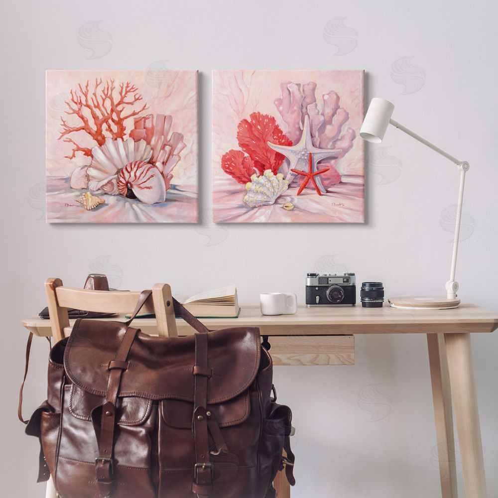 Paul Brent Pink Coral Sea Life Canvas Wall Art Print in Room
