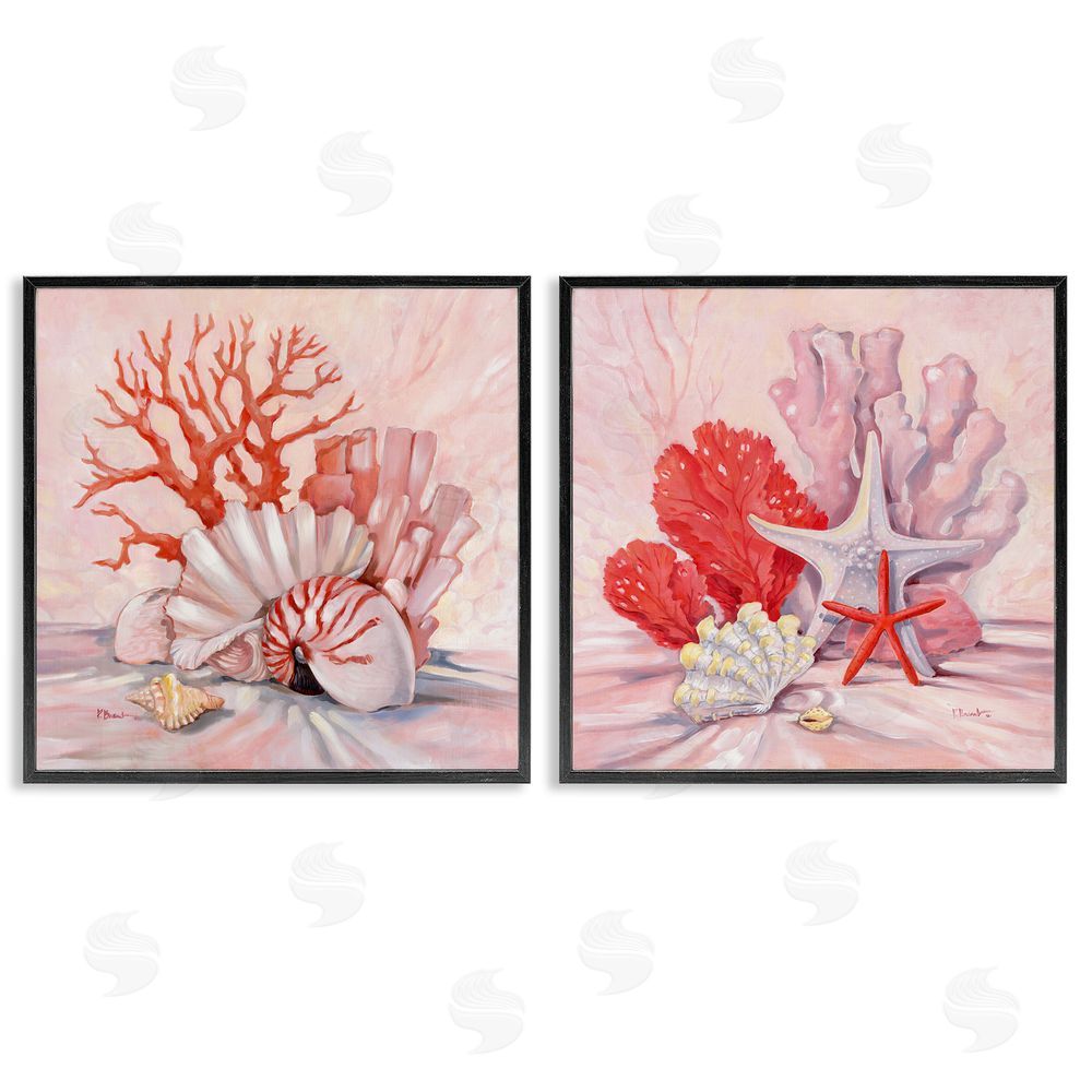 Paul Brent Pink Coral Sea Life Black Framed Giclee Wall Art Print