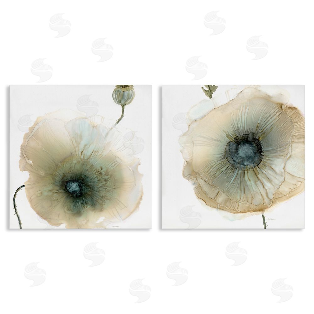 Carol Robinson Poppy Flowers Modern Watercolor  Canvas Wall Art Print