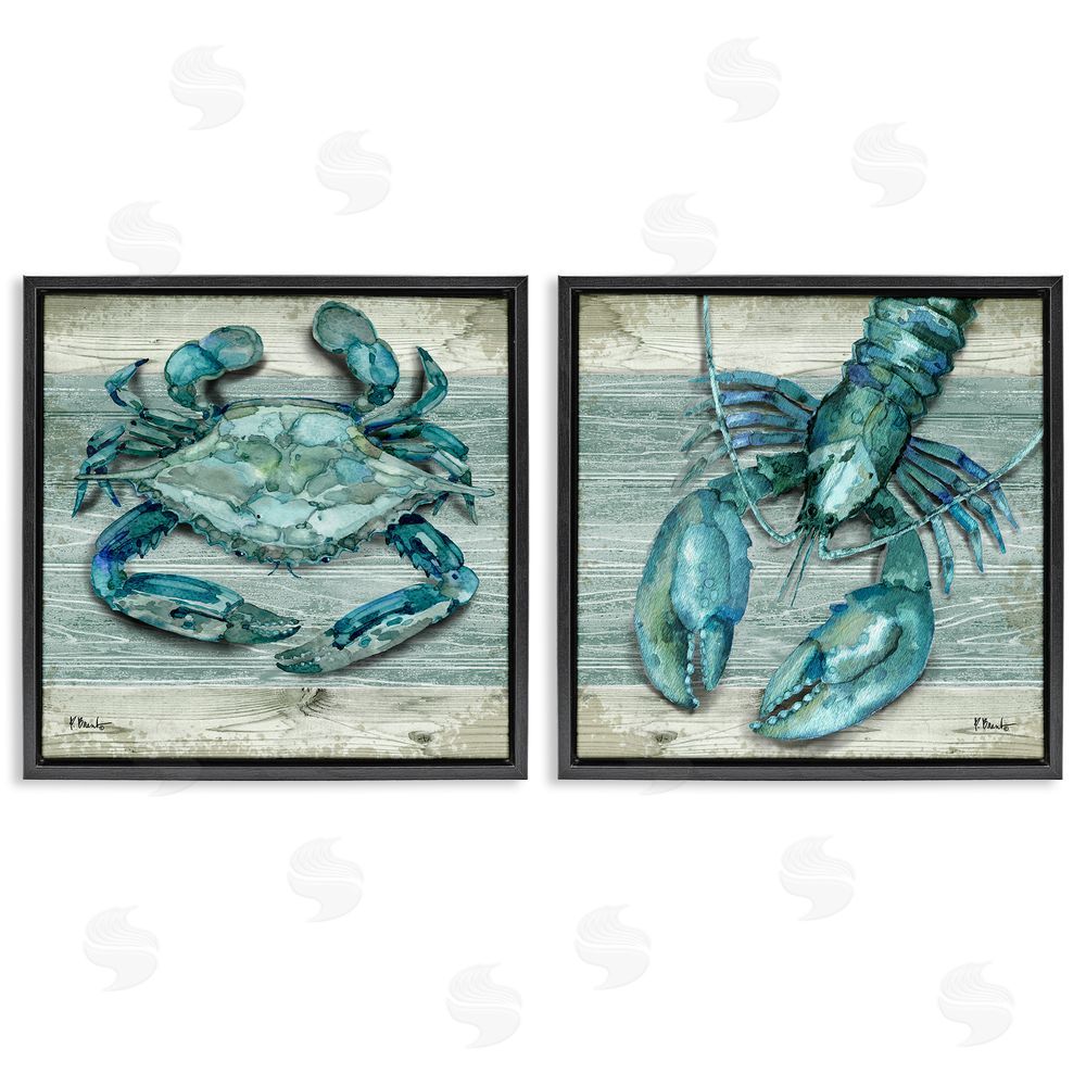 Paul Brent Rustic Crab Northpoint Lobster Black Floating Frame Canvas Wall Art Print