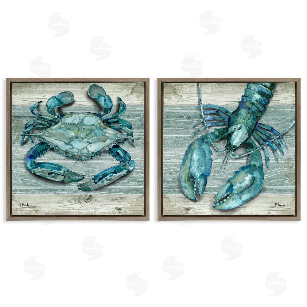 Paul Brent Rustic Crab Northpoint Lobster Brown Floating Frame Canvas Wall Art Print
