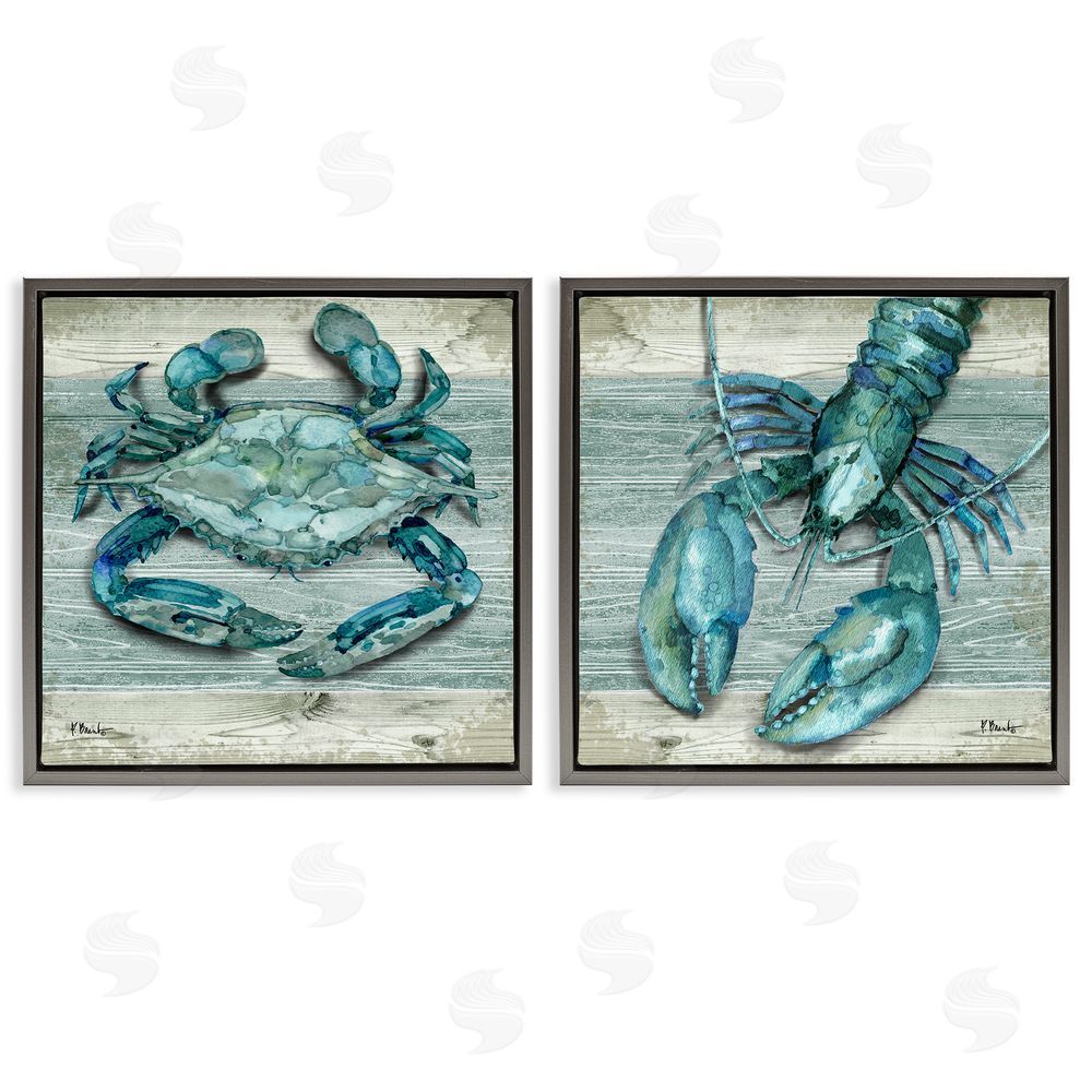 Paul Brent Rustic Crab Northpoint Lobster Gray Floating Frame Canvas Wall Art Print
