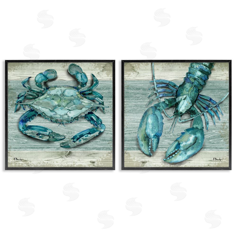 Paul Brent Rustic Crab Northpoint Lobster Black Framed Giclee Wall Art Print