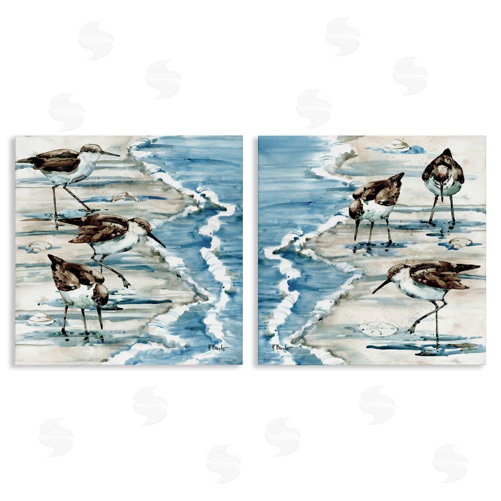 Paul Brent Sandpipers Grazing Beach Shore Canvas Wall Art Print