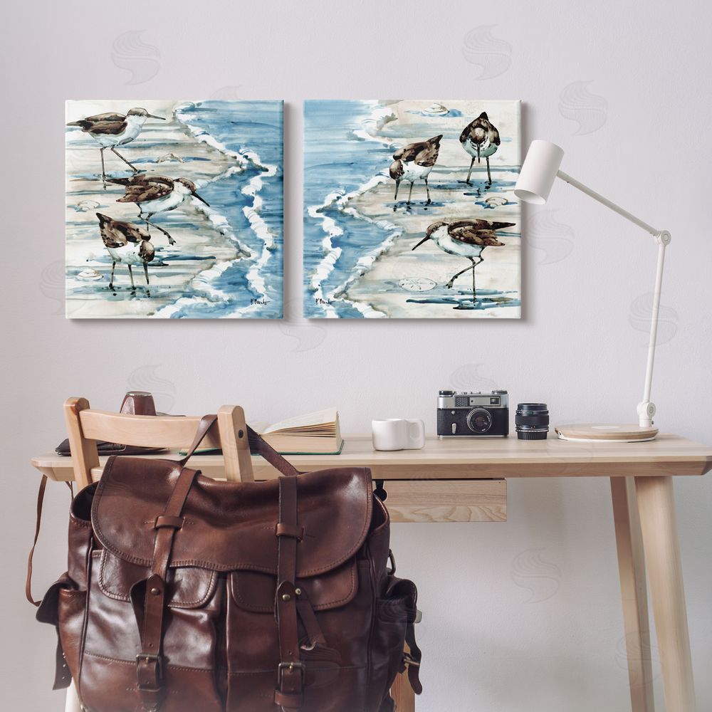 Paul Brent Sandpipers Grazing Beach Shore Canvas Wall Art Print in Room