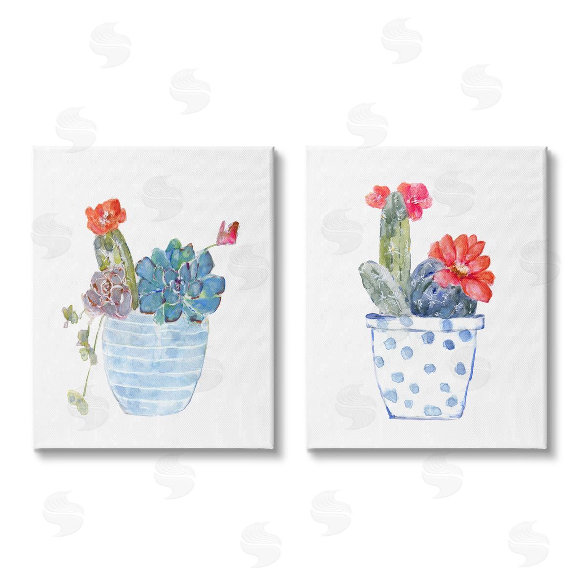 Sally Swatland Vivid Cactus Blossoms Potted Canvas Wall Art Print