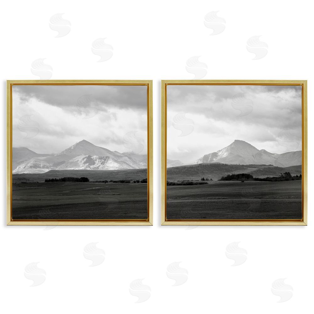 Carol Robinson Vast Rural Mountain Peaks Gold Floating Frame Canvas Wall Art Print